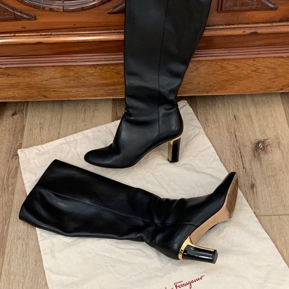 Salvatore Ferragamo boots 38 black leather - Picture 2 of 9